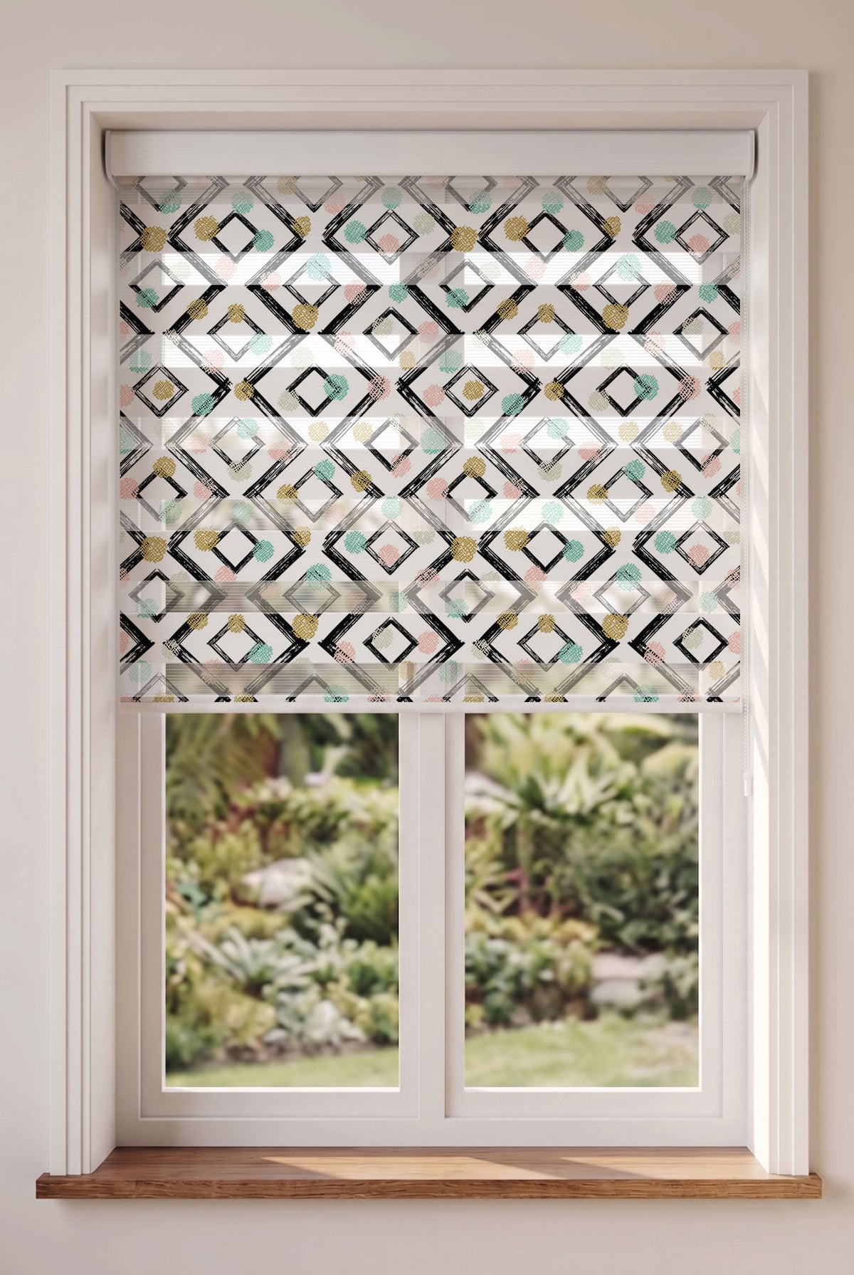 Fırça Darbeli Geometrik Şekiller Genç Odası Zebra Stor Perde – ürün görseli 4