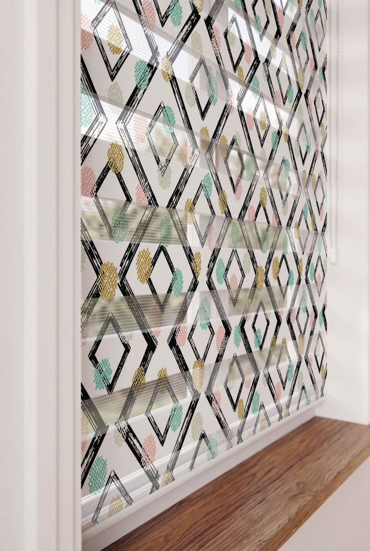 Fırça Darbeli Geometrik Şekiller Genç Odası Zebra Stor Perde – ürün görseli 5