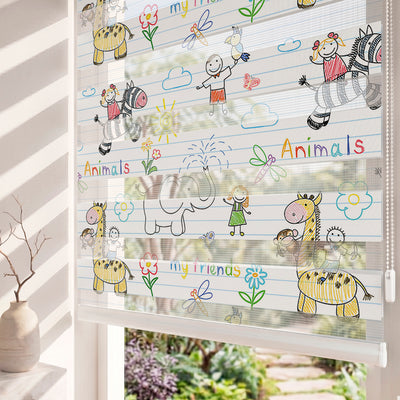 Defter Çizgili Animals My Friends Zebra Stor Perde