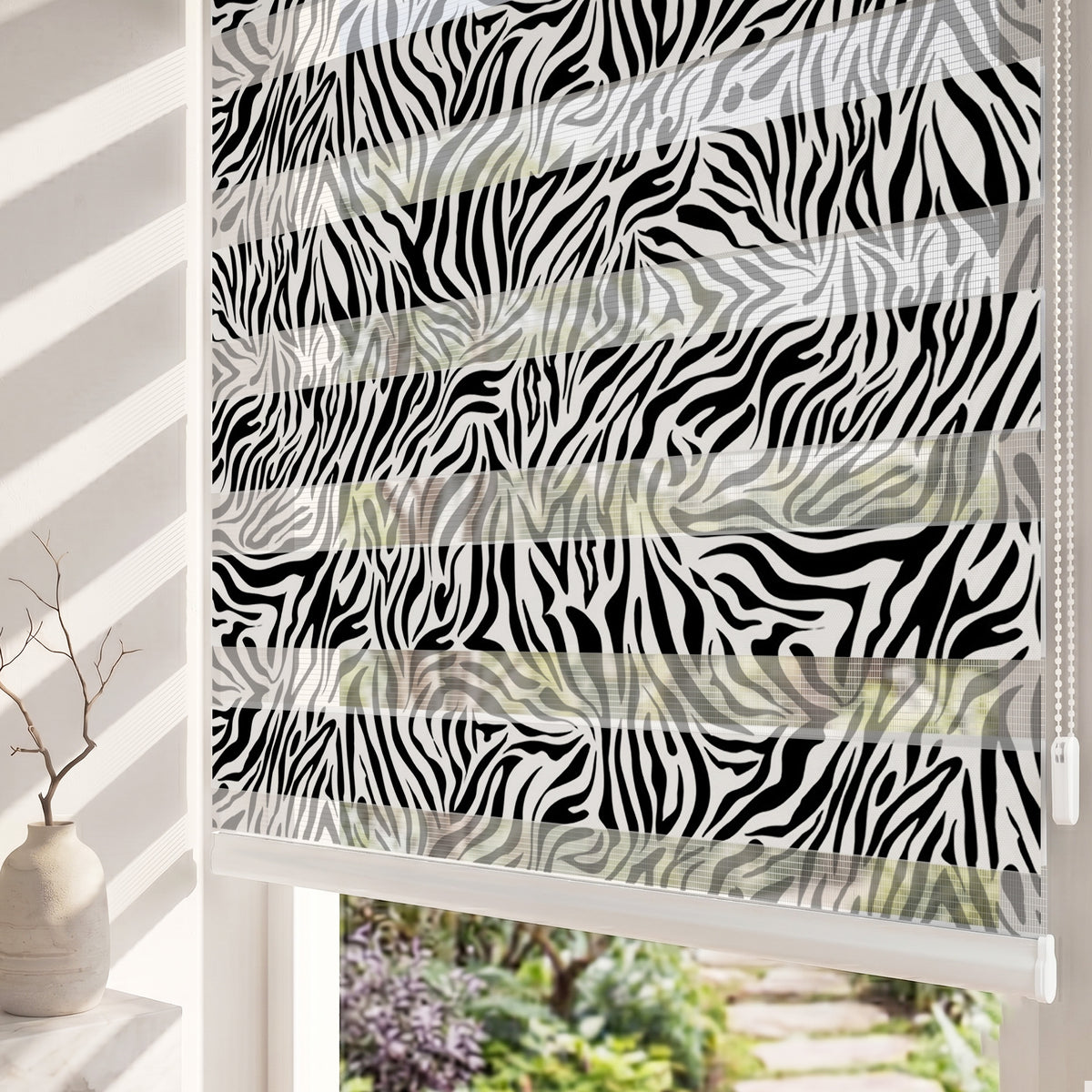 Siyah Beyaz Zebra Çizgileri Genç Odası Zebra Stor Perde