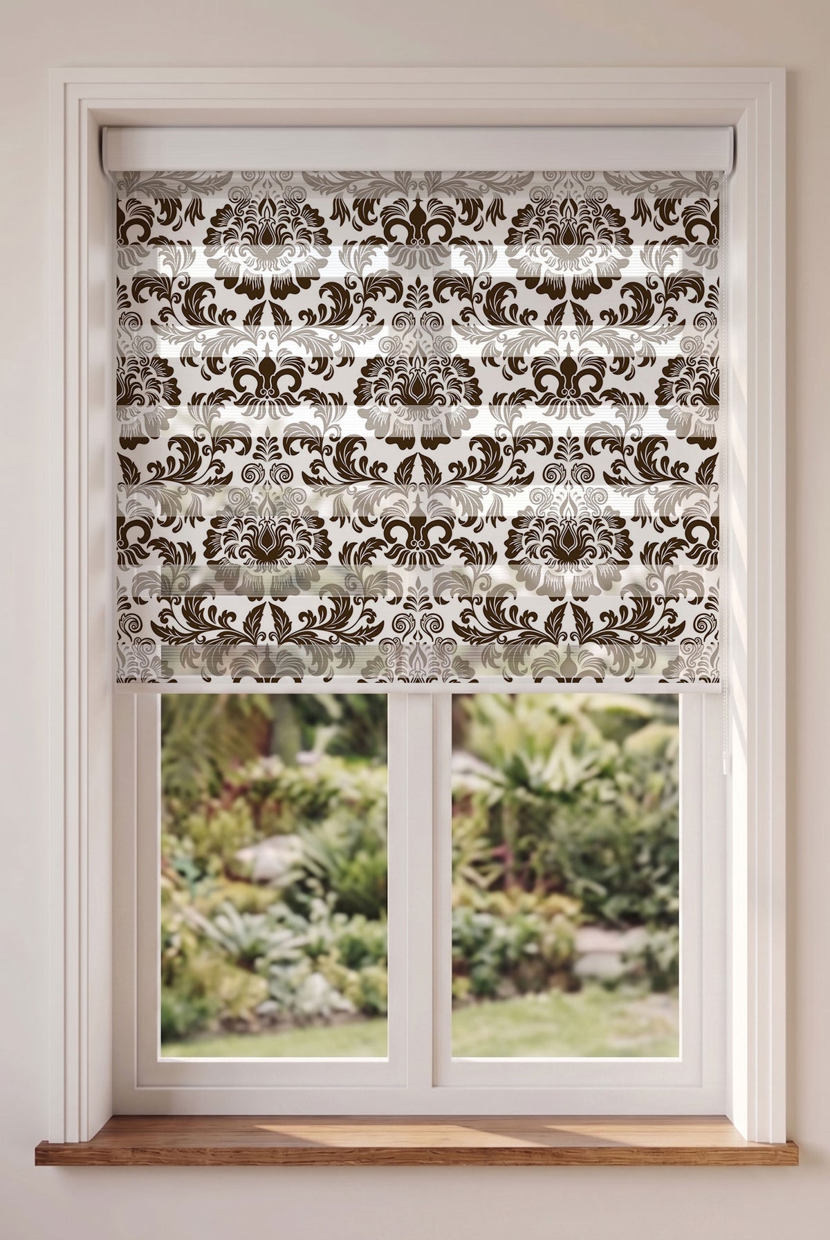 Kahverengi Klasik Damask Motifi Salon Zebra Stor Perde – ürün görseli 4