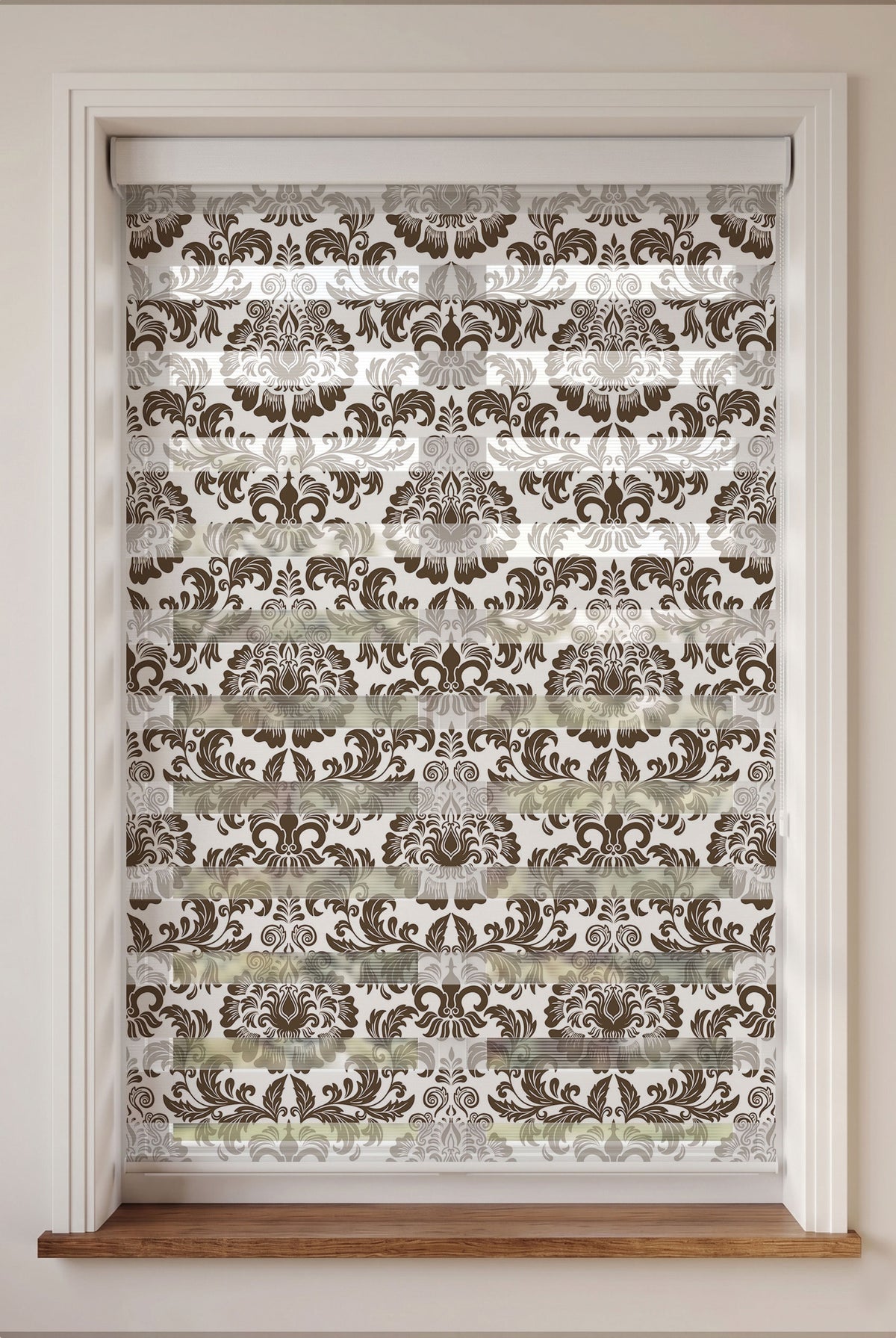Kahverengi Klasik Damask Motifi Salon Zebra Stor Perde – ürün görseli 6