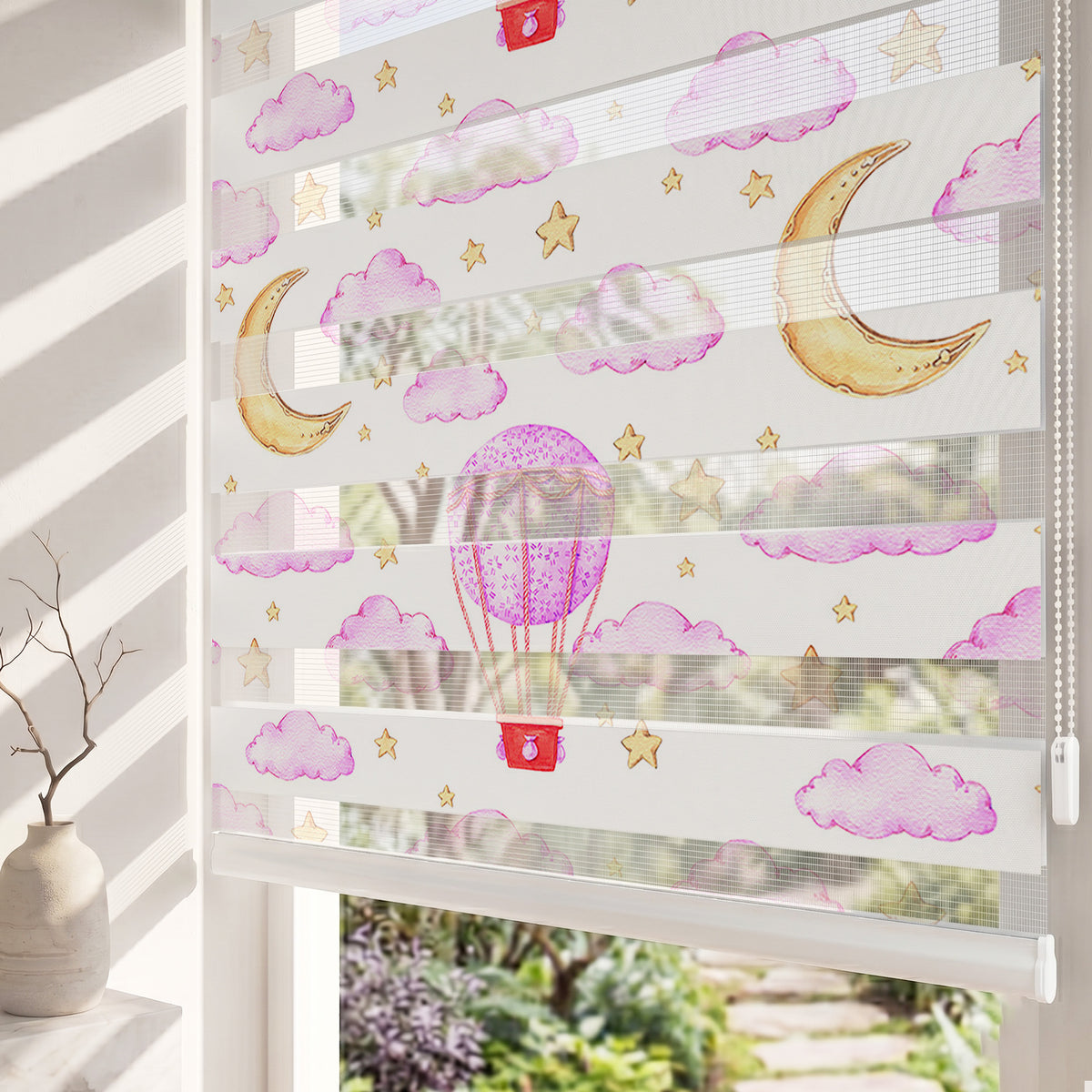 Pembe Bulutlar ve Aydede Bebek Odası Zebra Stor Perde