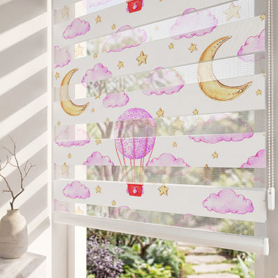 Pembe Bulutlar ve Aydede Bebek Odası Zebra Stor Perde