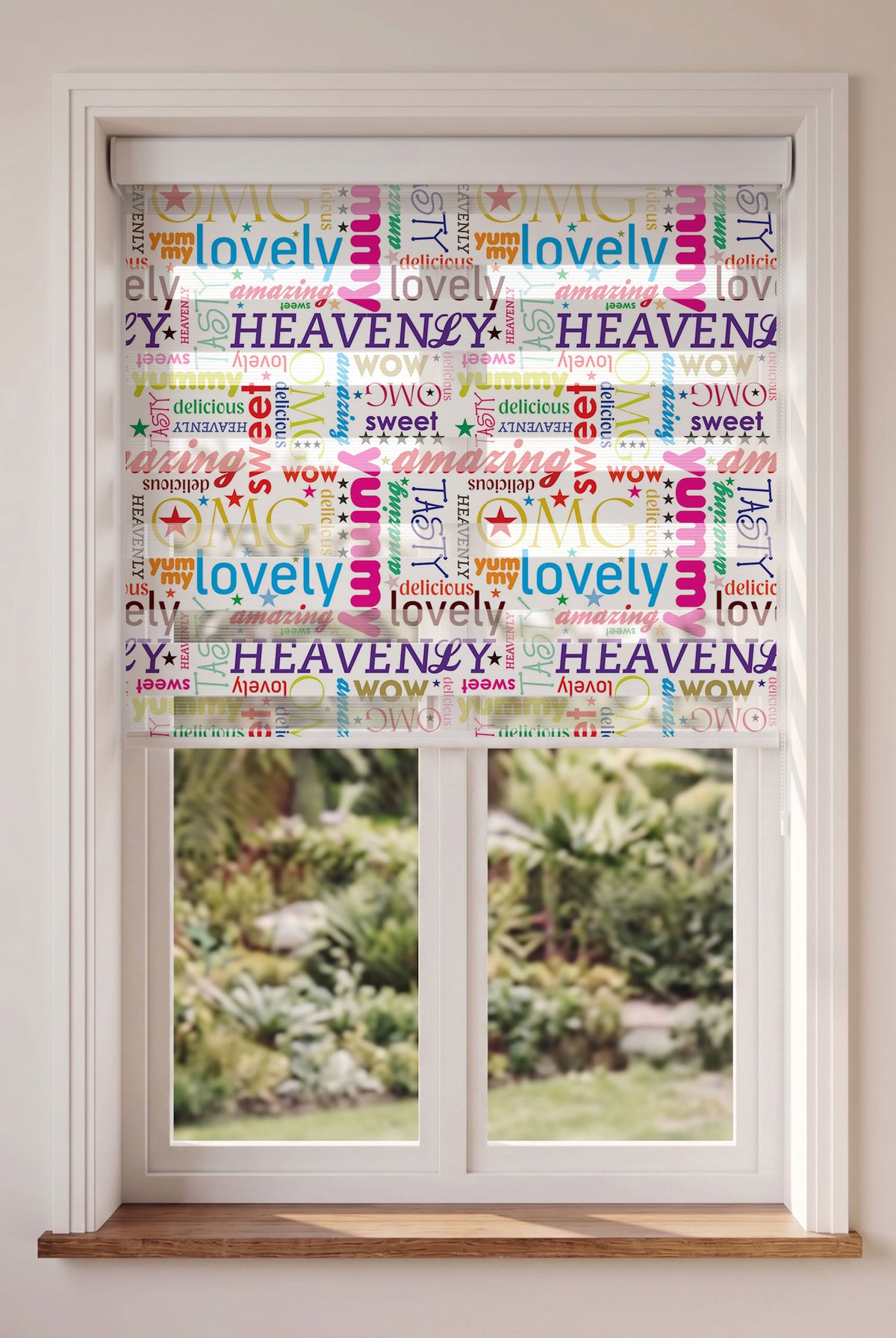 Renkli Yummy Lovely Heaven Yazıları Mutfak Zebra Stor Perde – ürün görseli 4