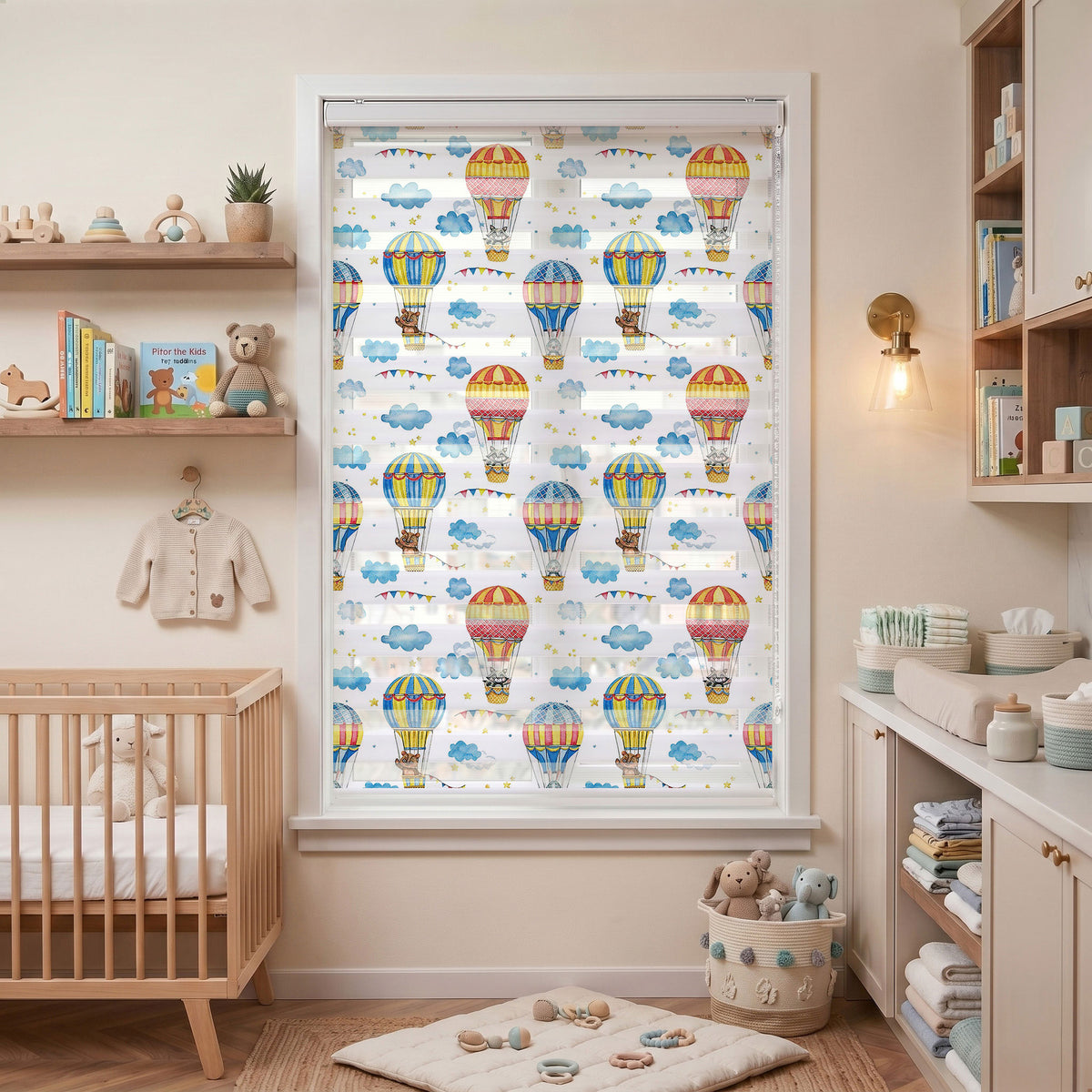 Sıcak Hava Balonlu Rakun ve Ayı Bebek Odası Zebra Stor Perde – ürün görseli 7