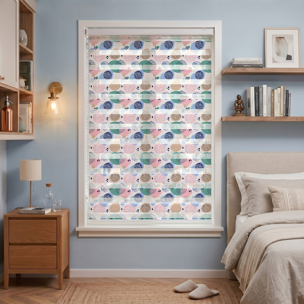 Pastel Organik Şekiller Soyut Genç Odası Zebra Stor Perde – ürün görseli 7
