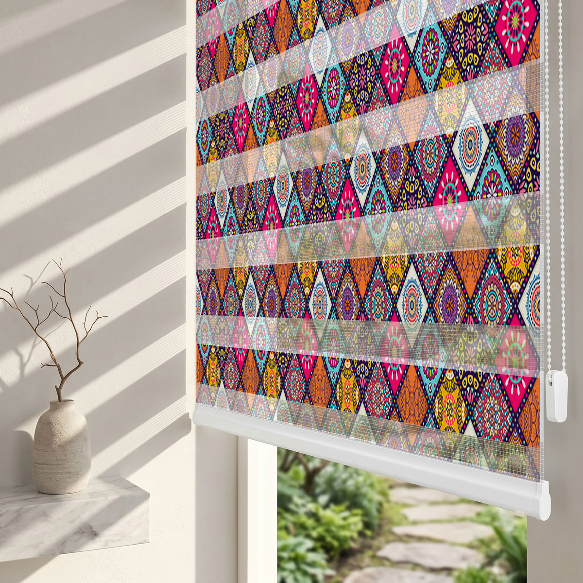 Renkli Mandala Patchwork Etnik Desen Salon Zebra Stor Perde – ürün görseli 2