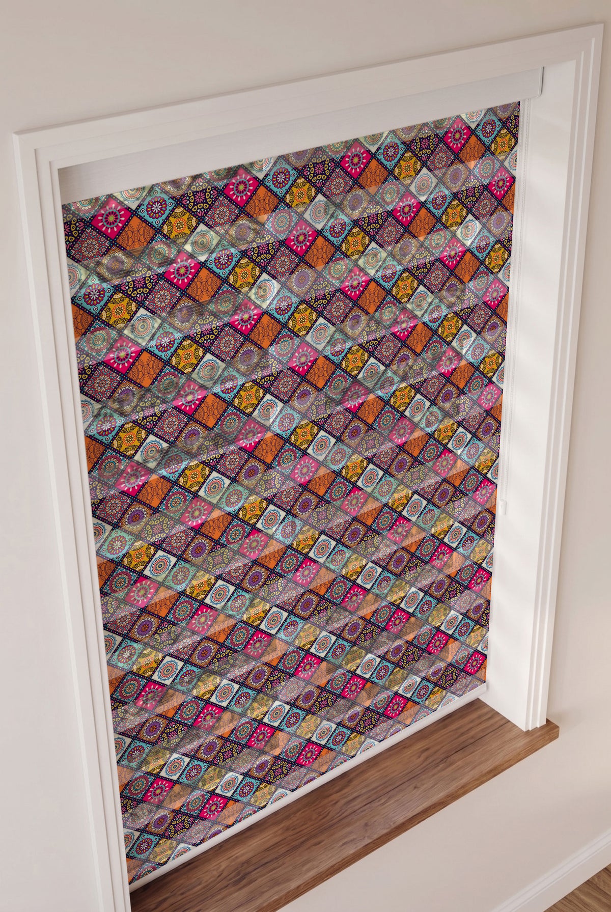 Renkli Mandala Patchwork Etnik Desen Salon Zebra Stor Perde – ürün görseli 3
