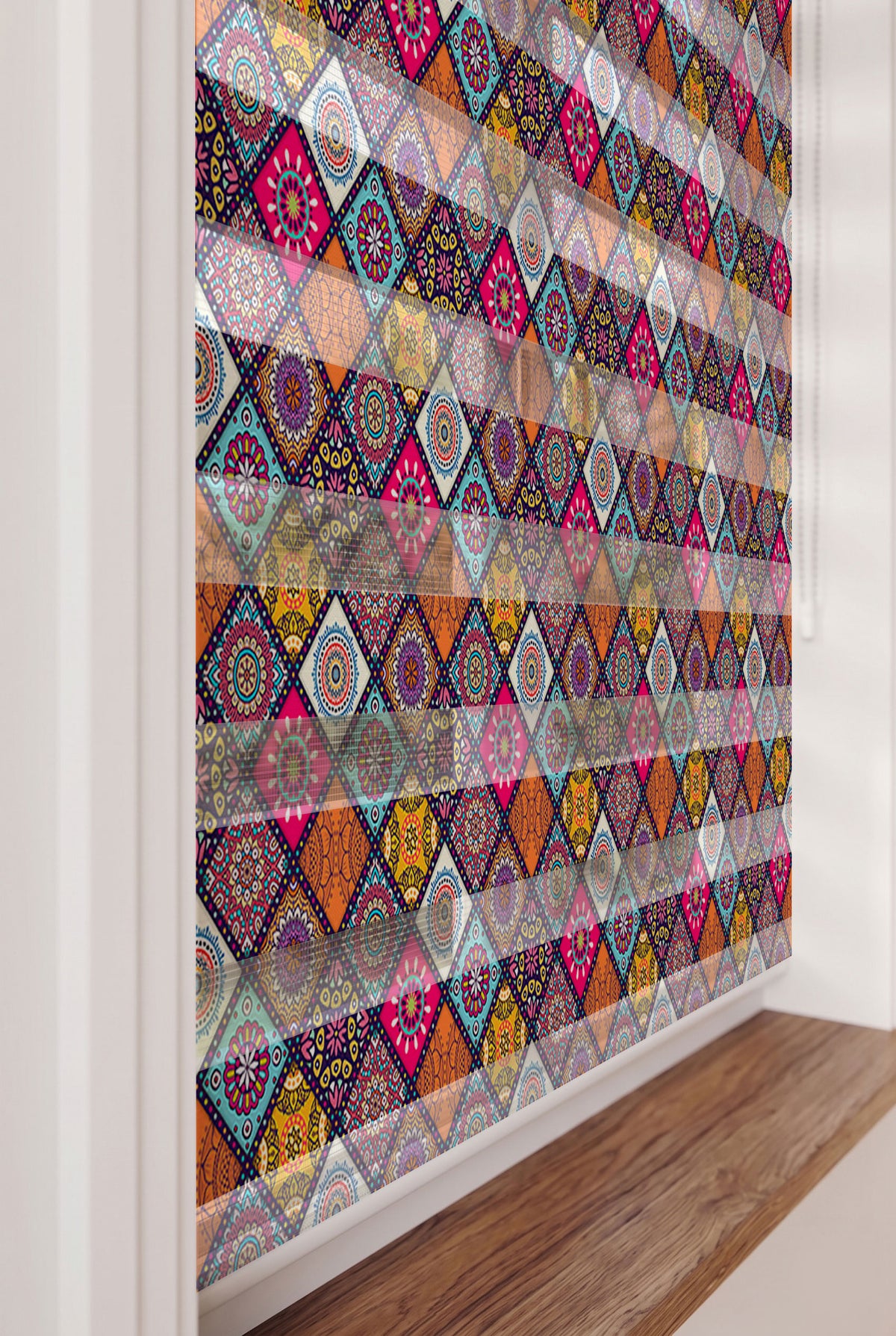 Renkli Mandala Patchwork Etnik Desen Salon Zebra Stor Perde – ürün görseli 5