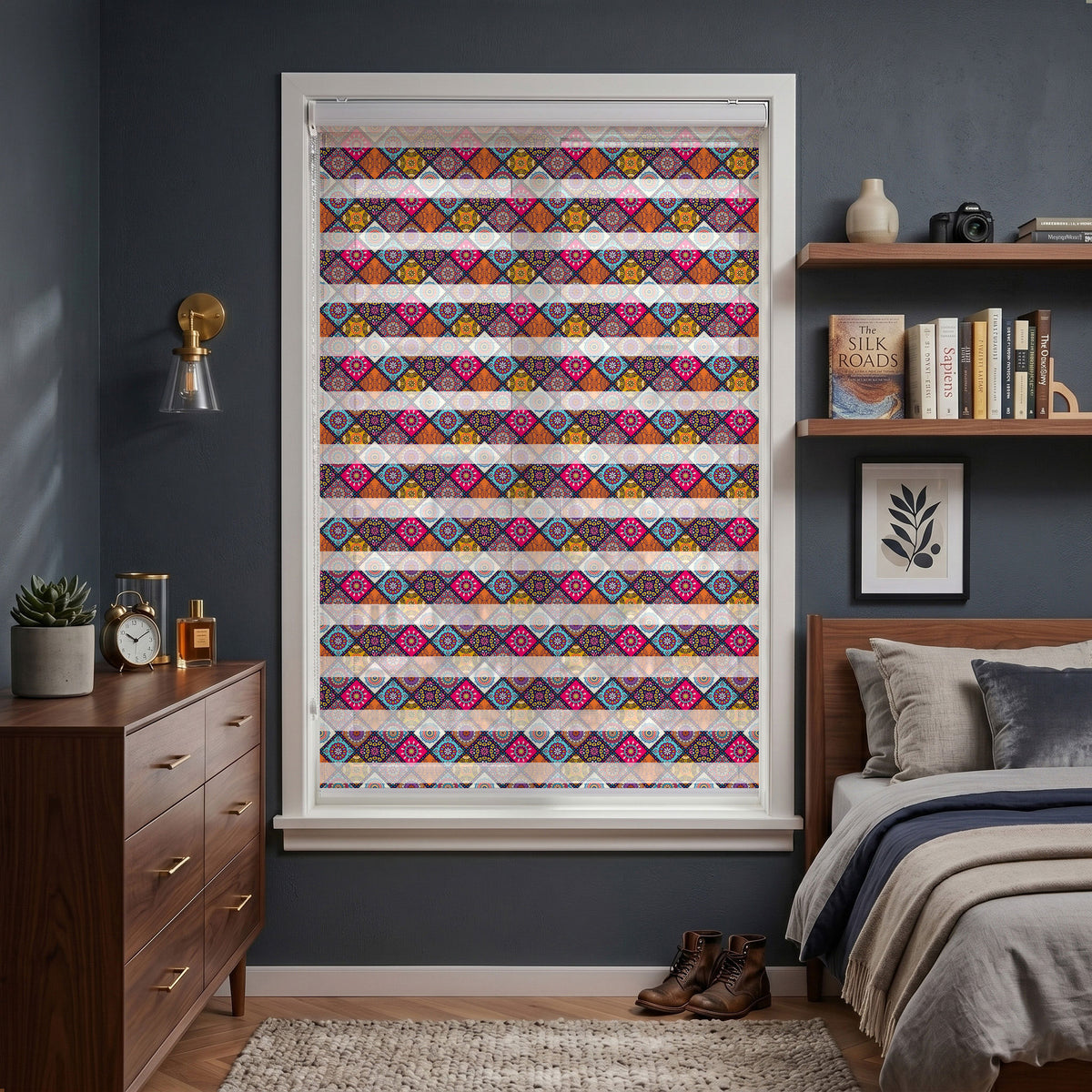 Renkli Mandala Patchwork Etnik Desen Salon Zebra Stor Perde – ürün görseli 7