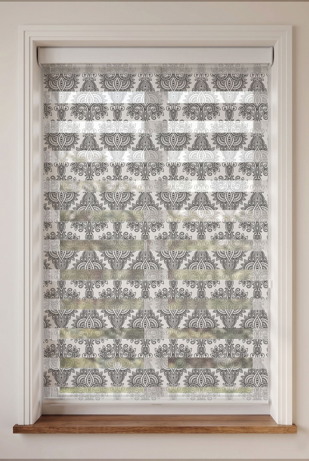 Siyah Beyaz Ornament Desen Salon Zebra Stor Perde – ürün görseli 6