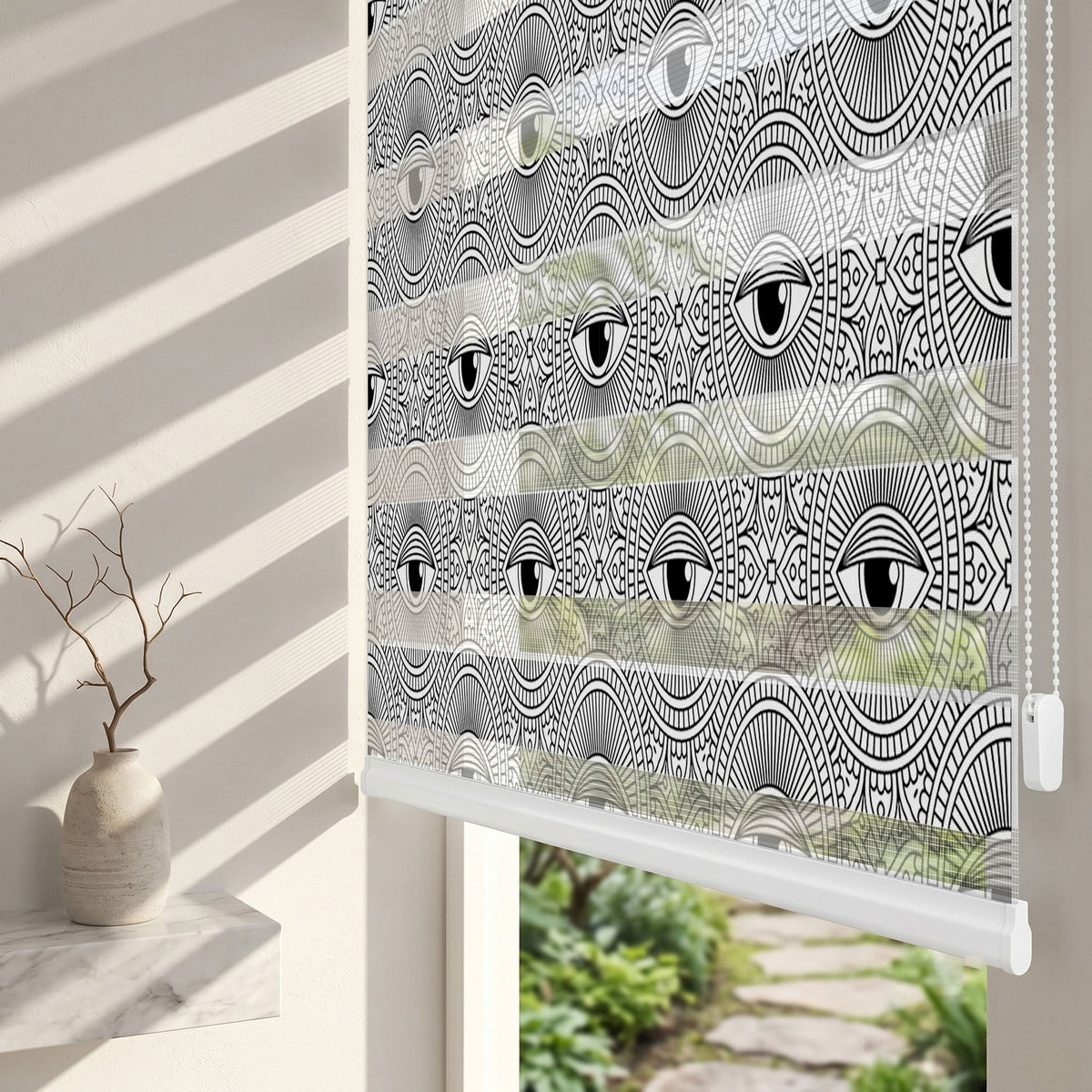 Siyah Beyaz Göz Mandala Desen Salon Zebra Stor Perde – ürün görseli 2