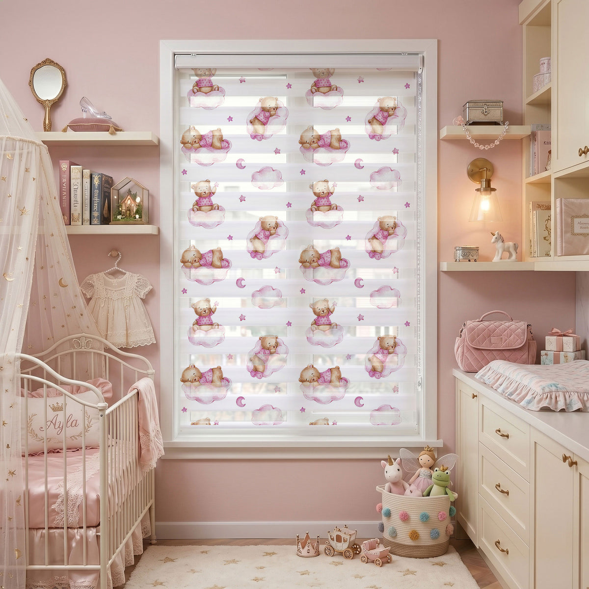 Bulutlarda Uyuyan Ayıcıklar Bebek Odası Zebra Stor Perde – ürün görseli 7