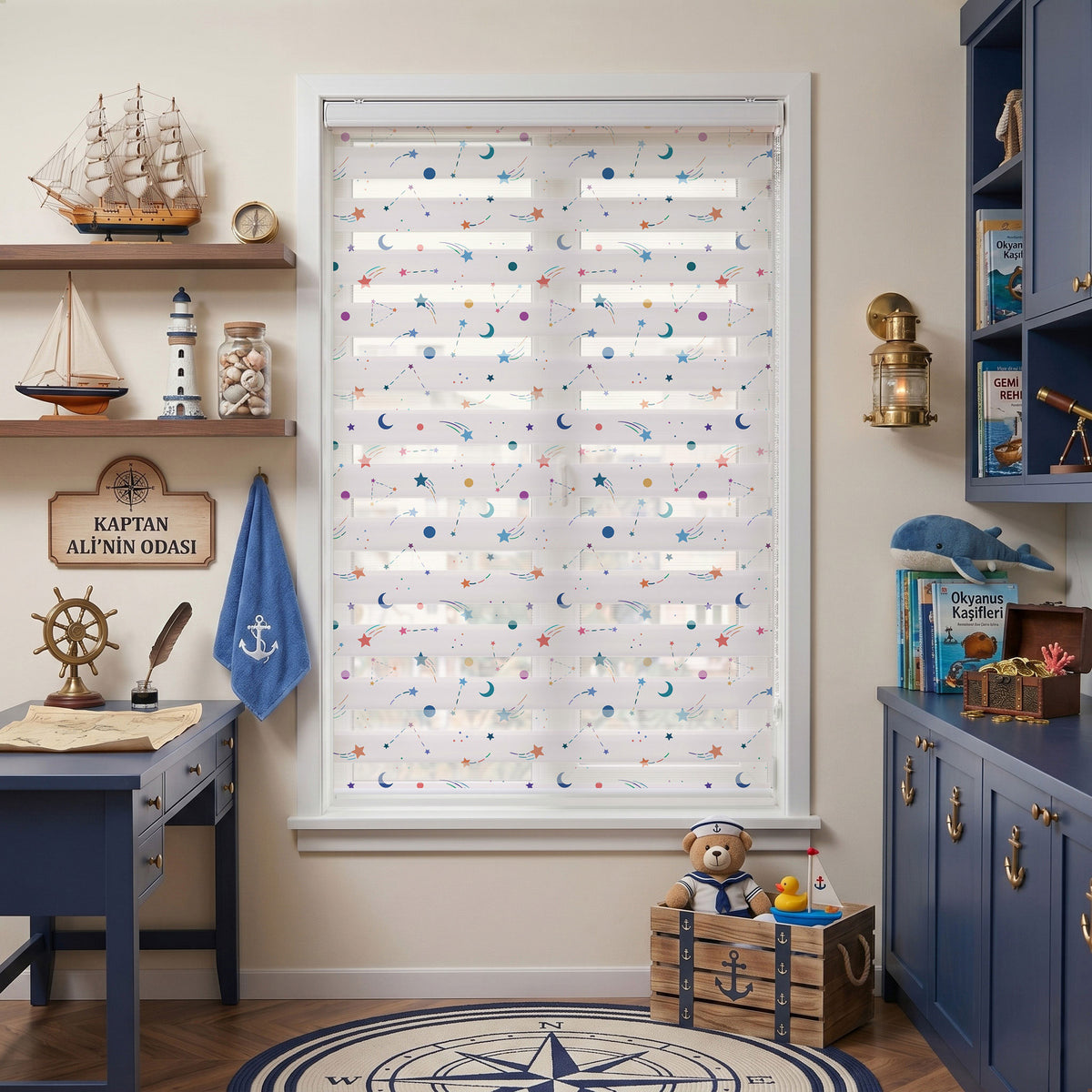 Takımyıldızları Kayan Yıldızlar Çocuk Odası Zebra Stor Perde – ürün görseli 7