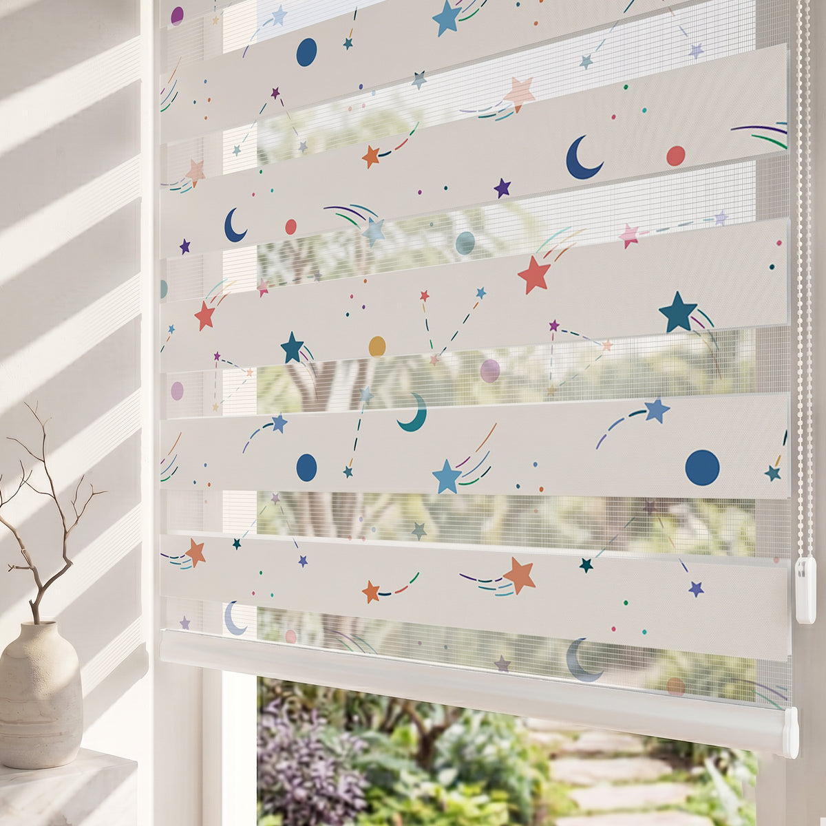 Takımyıldızları Kayan Yıldızlar Çocuk Odası Zebra Stor Perde