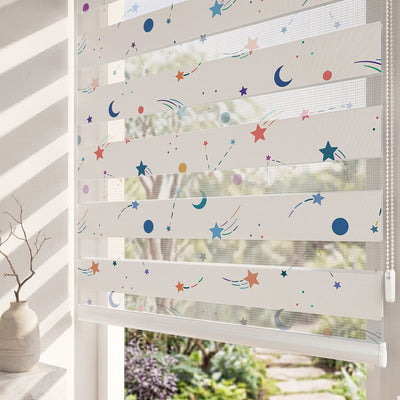 Takımyıldızları Kayan Yıldızlar Çocuk Odası Zebra Stor Perde