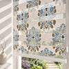 Pudra Zeminli Mavi Damask Desen Salon Zebra Stor Perde