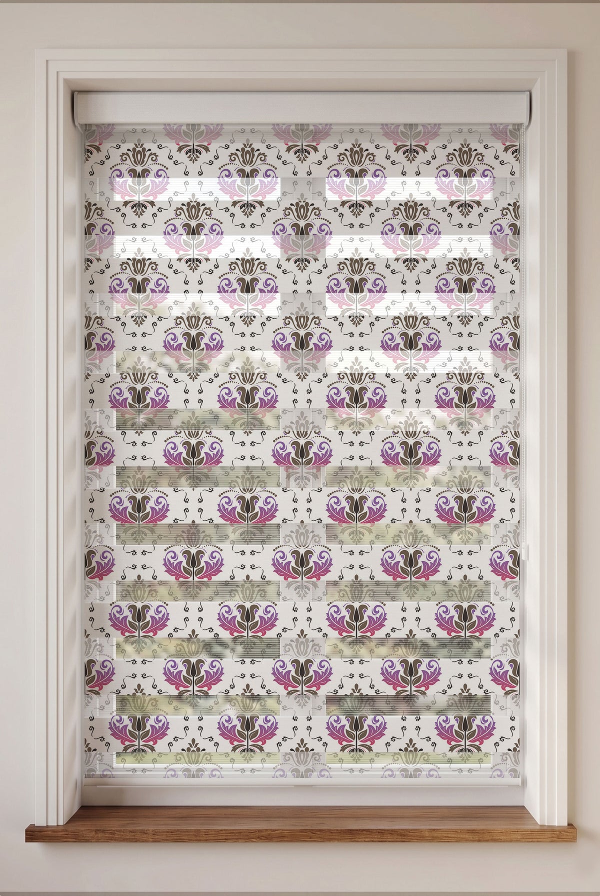 Kırmızı Beyaz Klasik Damask Desen Salon Zebra Stor Perde – ürün görseli 6