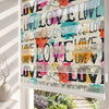 Love Yazılı Renkli Boya Lekeleri Genç Odası Zebra Stor Perde