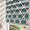 Turkuaz Siyah Şal Desenli Damask Salon Zebra Stor Perde