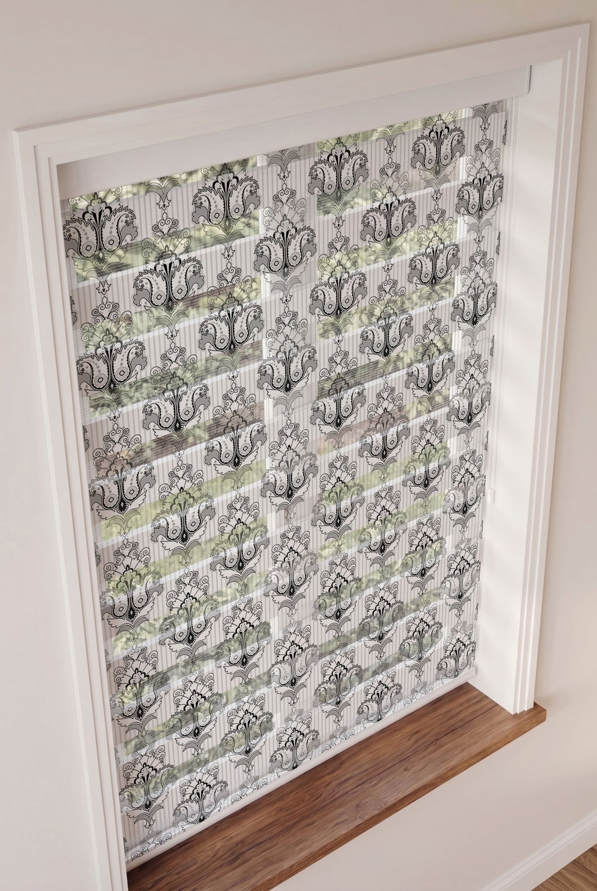 Siyah Gri Çizgili Damask Desen Salon Zebra Stor Perde – ürün görseli 3