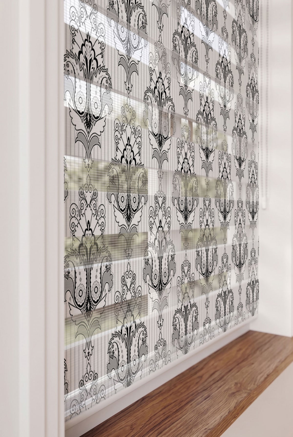 Siyah Gri Çizgili Damask Desen Salon Zebra Stor Perde – ürün görseli 5