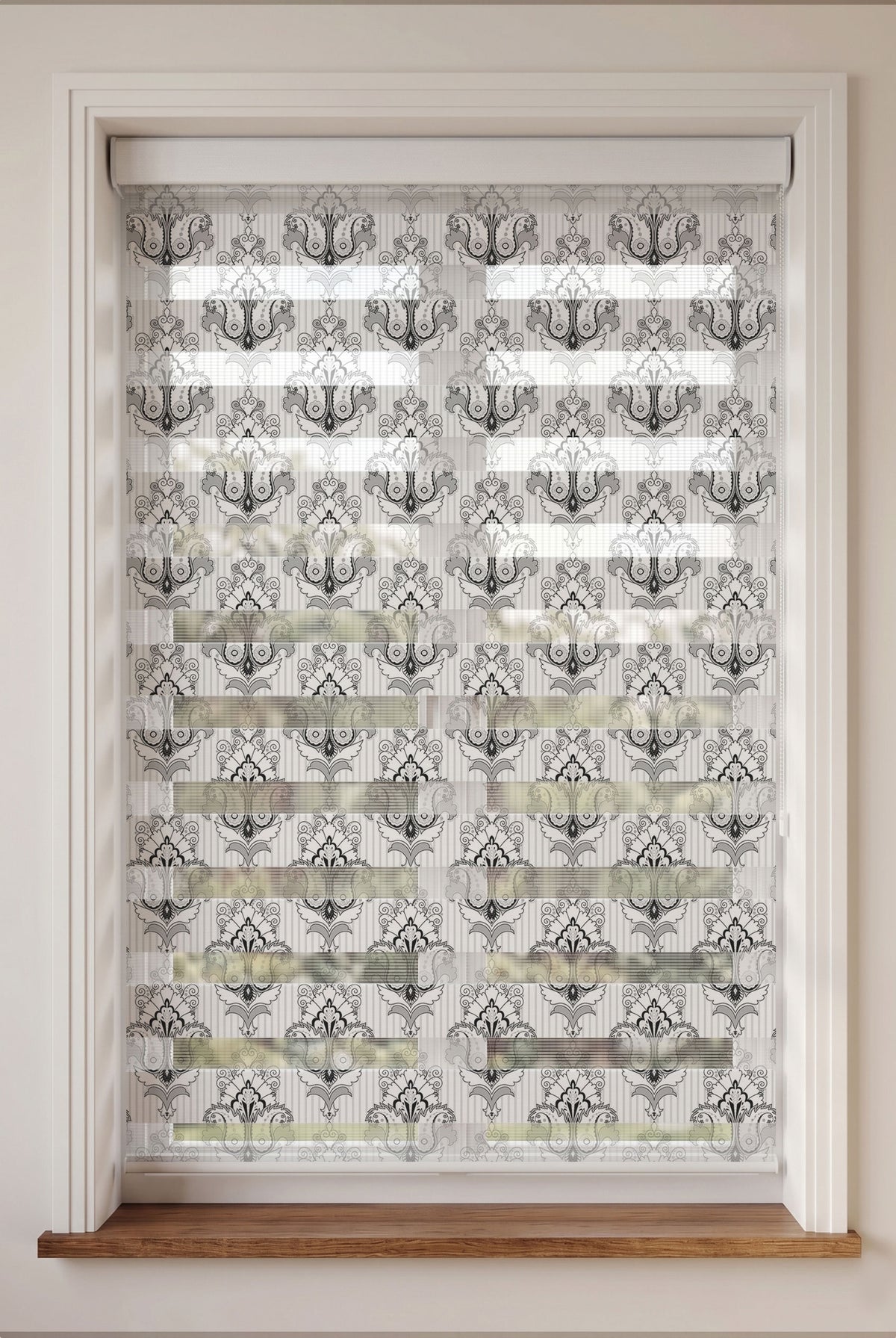 Siyah Gri Çizgili Damask Desen Salon Zebra Stor Perde – ürün görseli 6