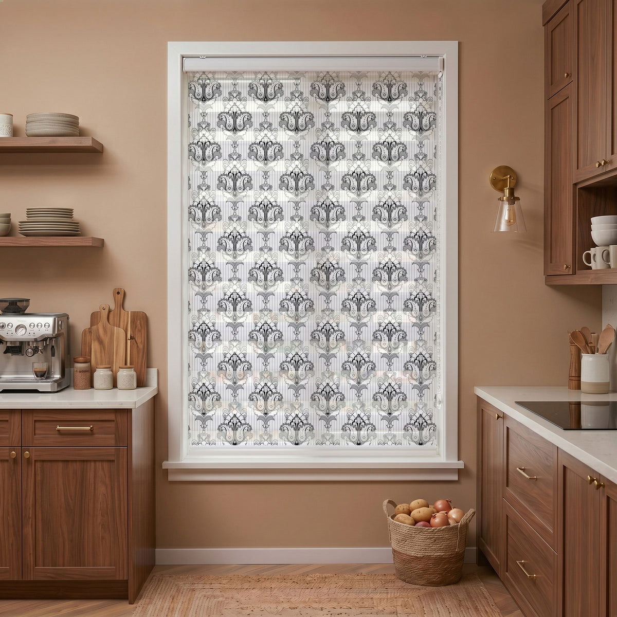 Siyah Gri Çizgili Damask Desen Salon Zebra Stor Perde – ürün görseli 7