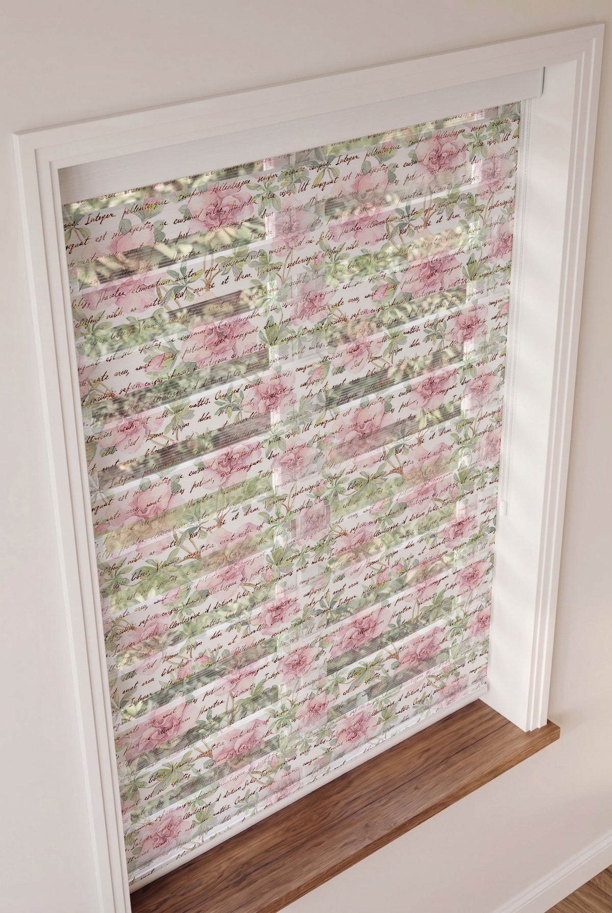 Pembe Güller ve El Yazısı Yatak Odası Zebra Stor Perde – ürün görseli 3