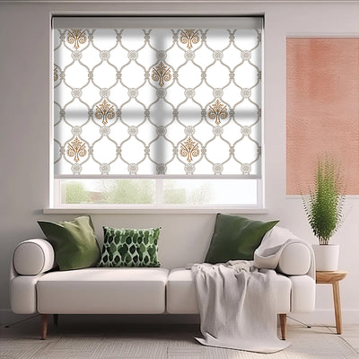 Damask Baskılı Stor Perde - Baskılı Güneşlik Perdesi - Salon Perdesi