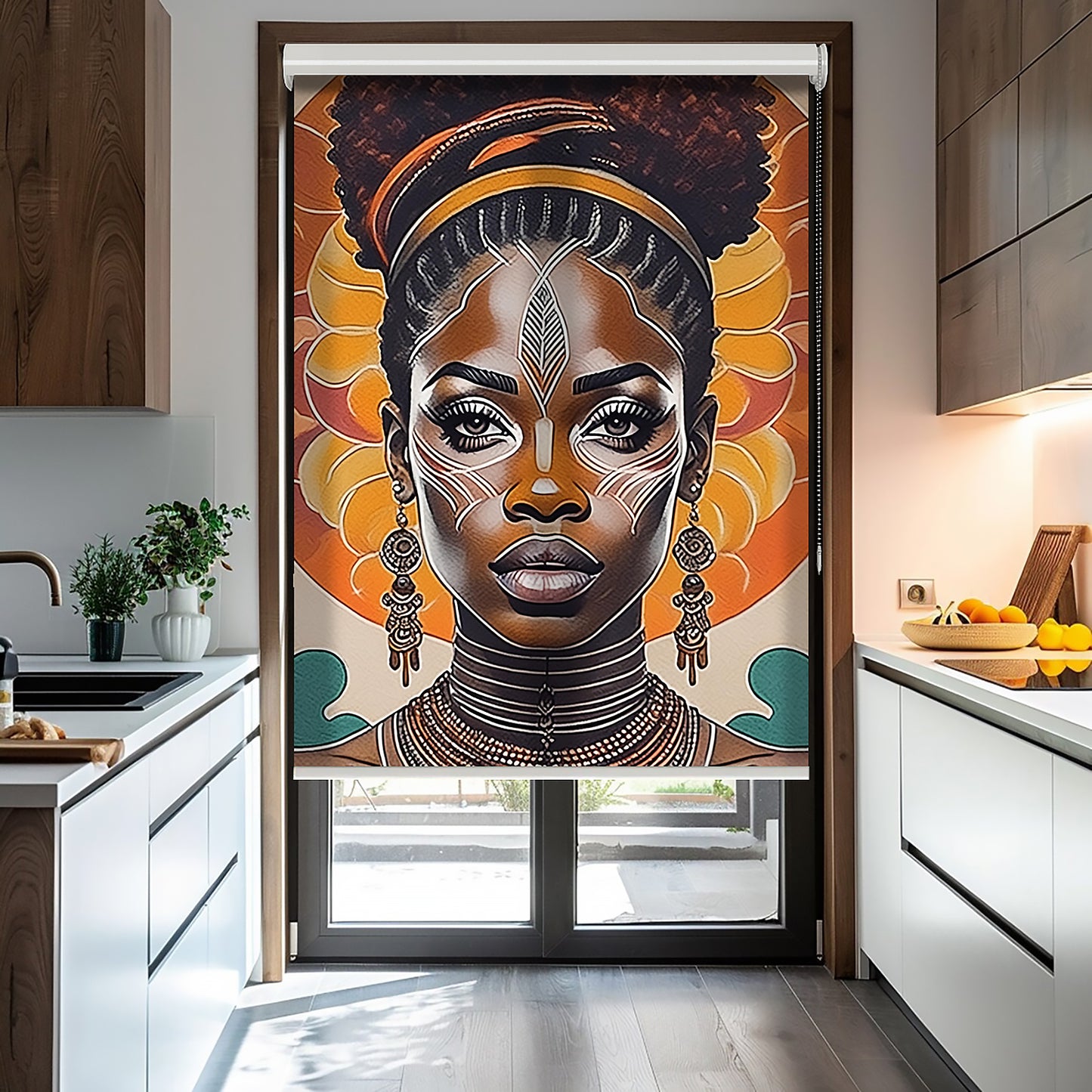 African Women Baskılı Stor Perde, Baskılı Güneşlik Perdesi, Oturma Odası Perde, Mutfak Perde