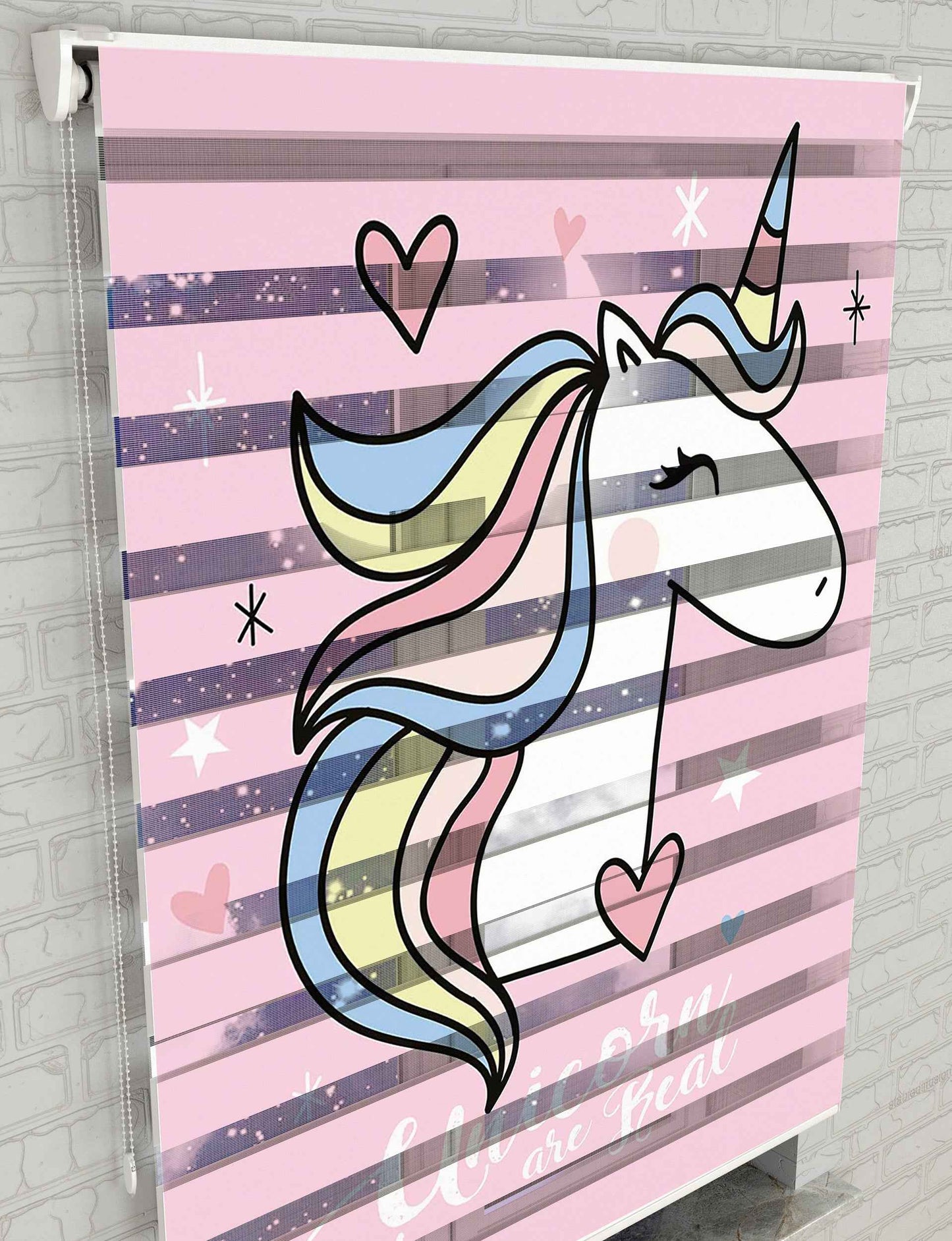 Unicorn Baskılı Zebra Perde -Bebek Odası Perdesi - AD HOME Tekstil