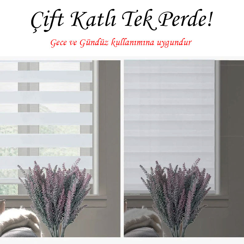 ay yıldız desenli zebra perde