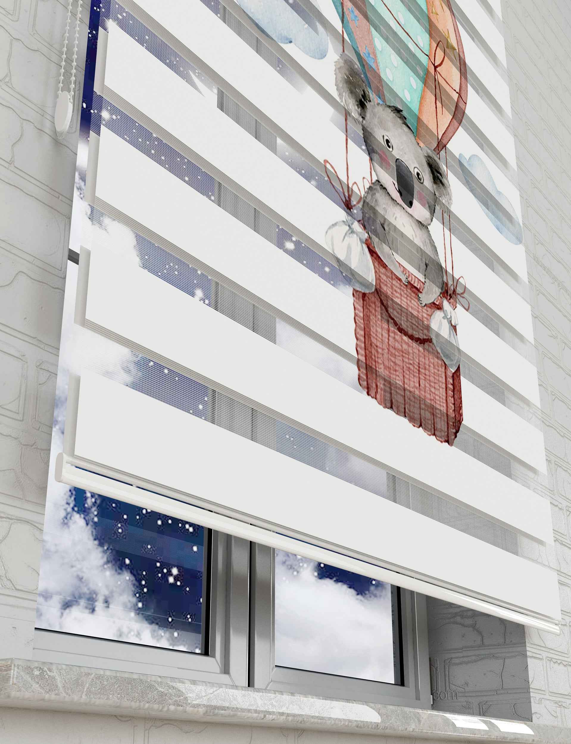 Renkli Balon ve Kuala Baskılı Zebra Perde - Bebek Odası Perdesi - AD HOME Tekstil