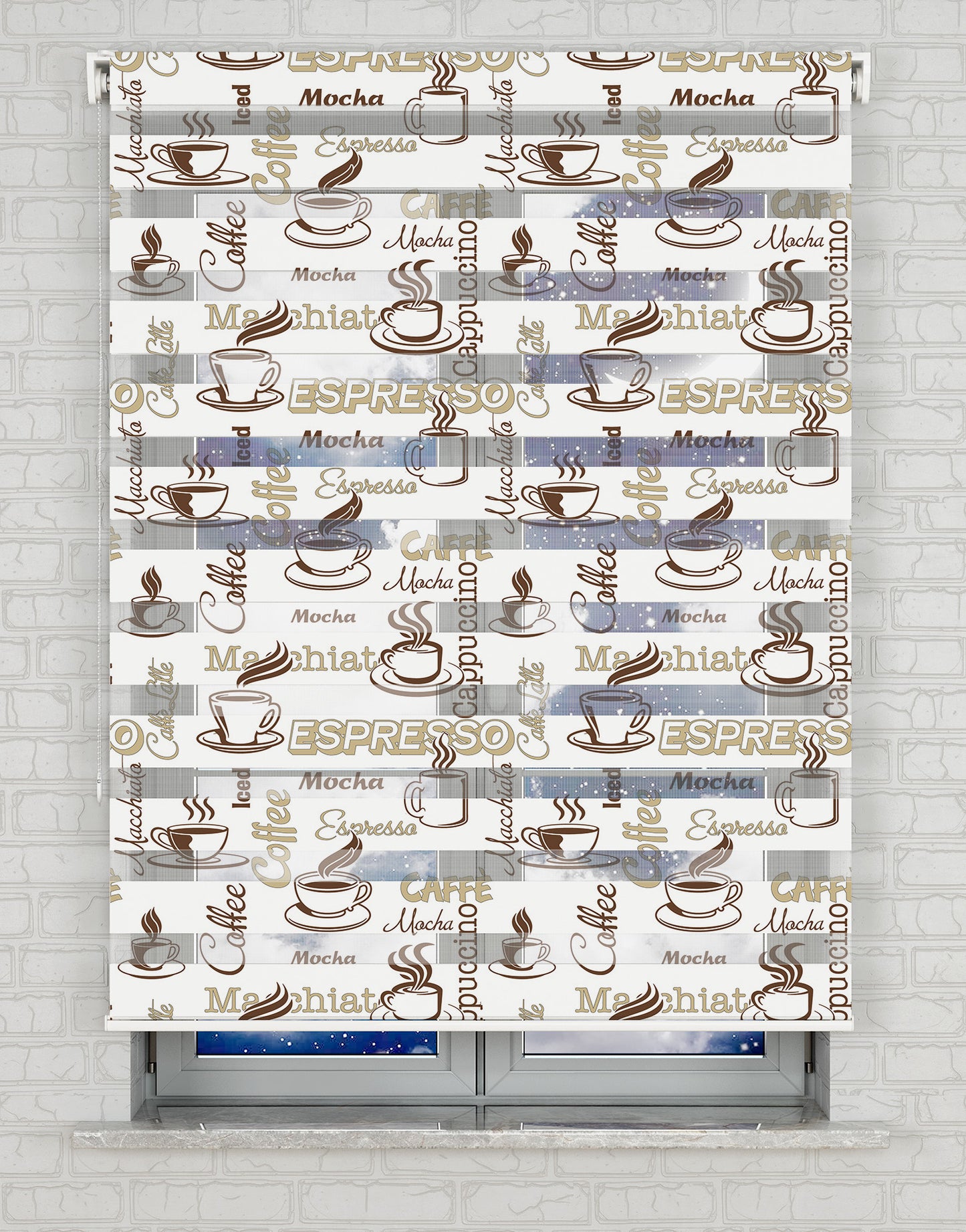 Coffee - Kahve Baskılı Zebra Perde -Mutfak Perdesi - AD HOME Tekstil