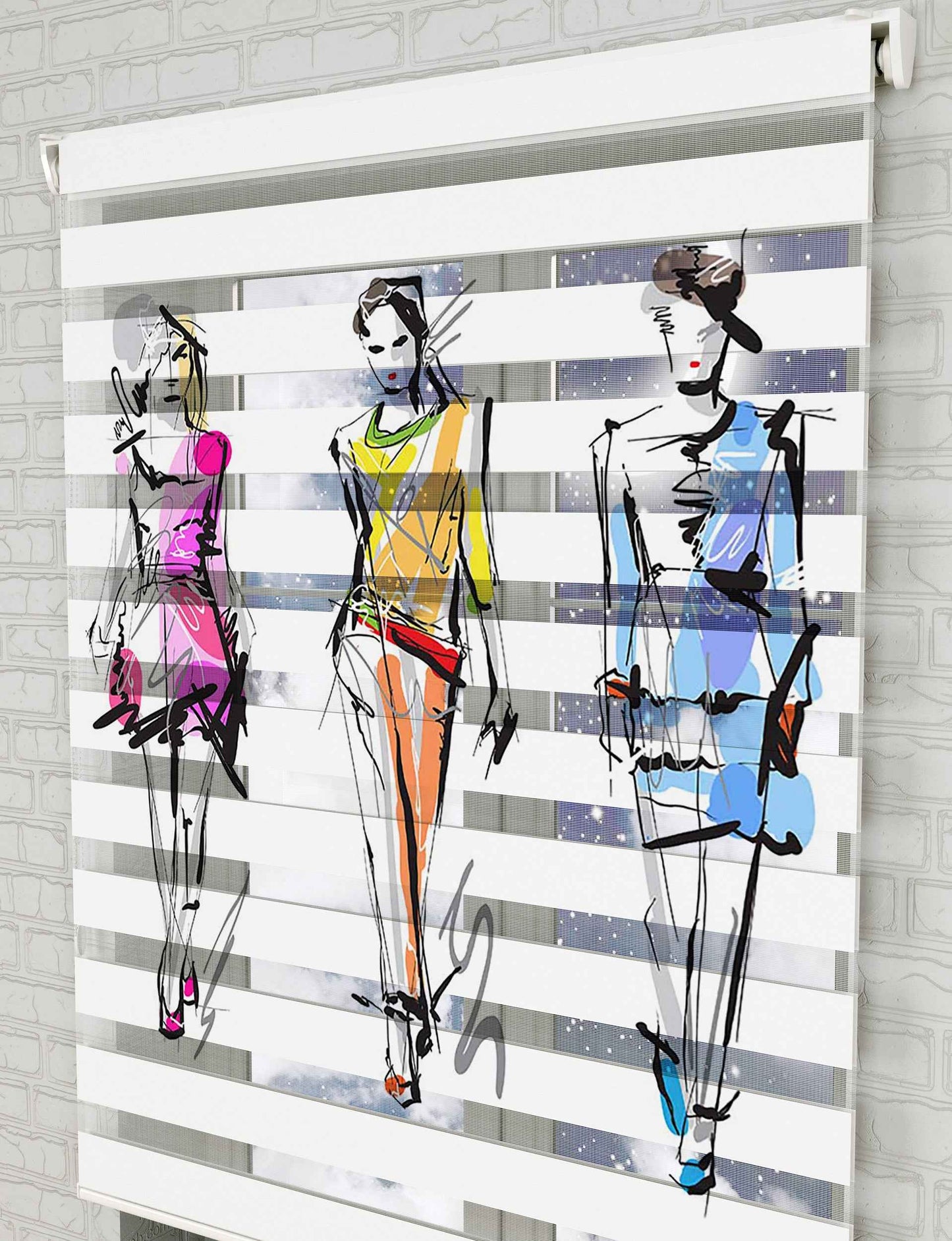 Cool Model Art Vektör Baskılı Zebra Perde - Genç Odası Perdesi - AD HOME Tekstil