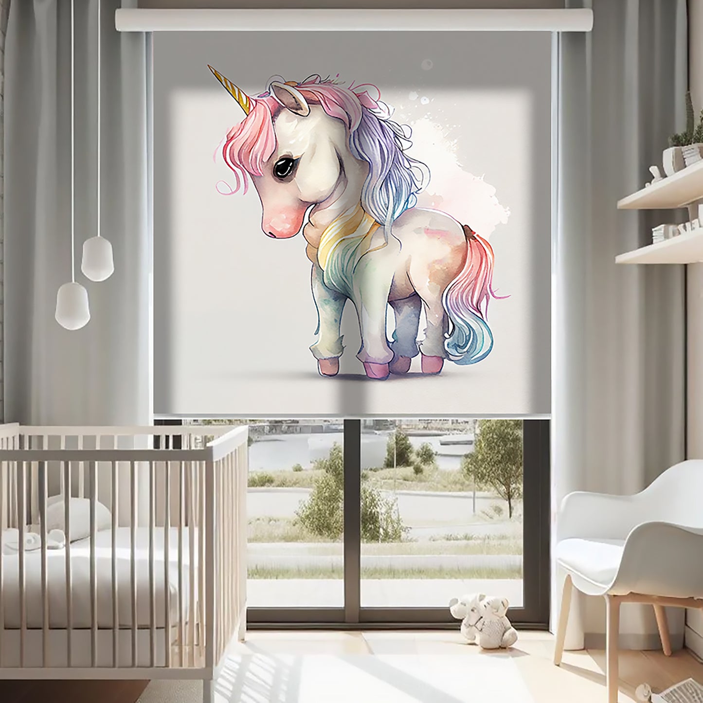 Unicorn At Baskılı Stor Perde - Baskılı Güneşlik Perdesi - Kız Çocuk Odası Perdesi