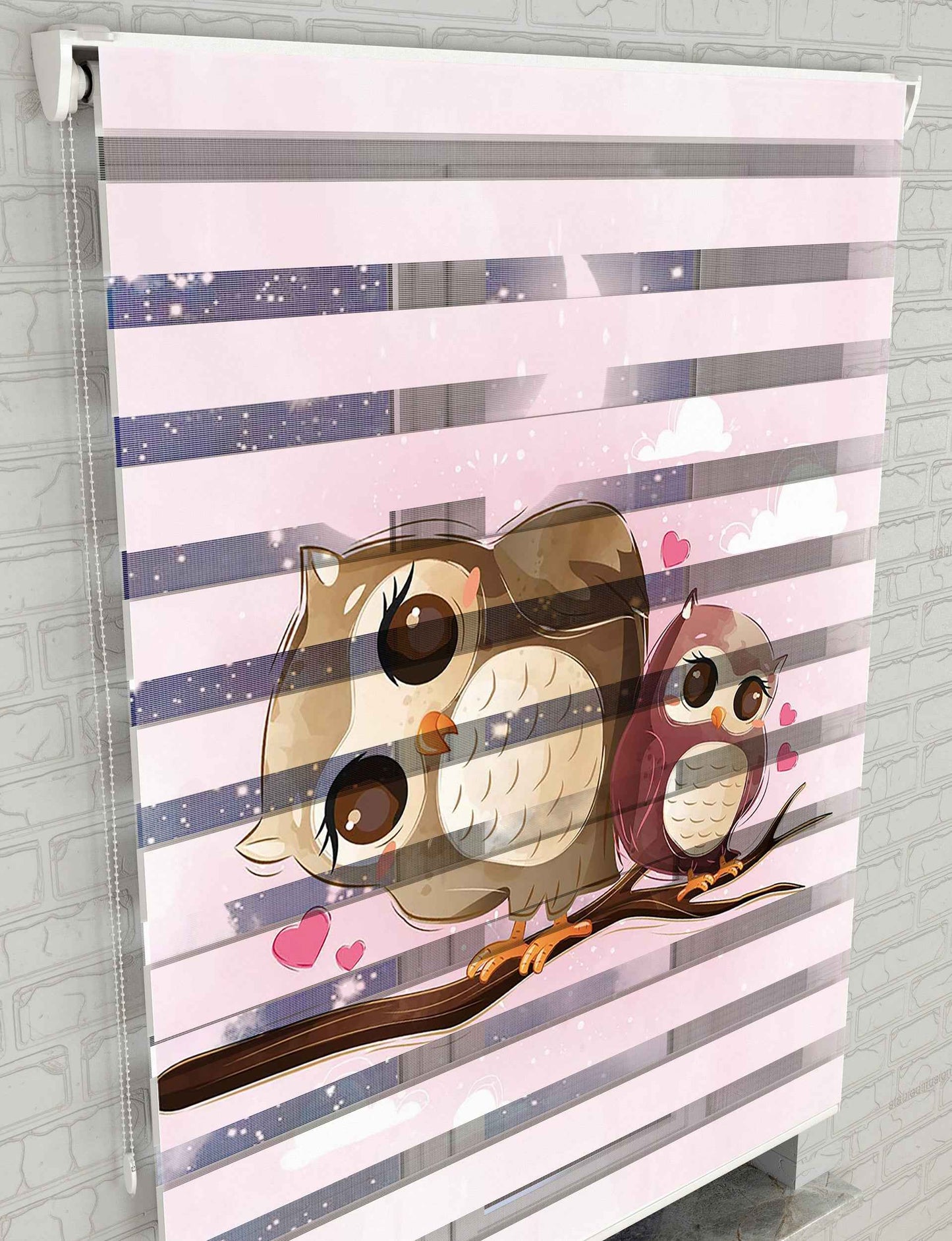 Baykuşlar Baskılı Zebra Perde -Bebek Odası Perdesi - AD HOME Tekstil