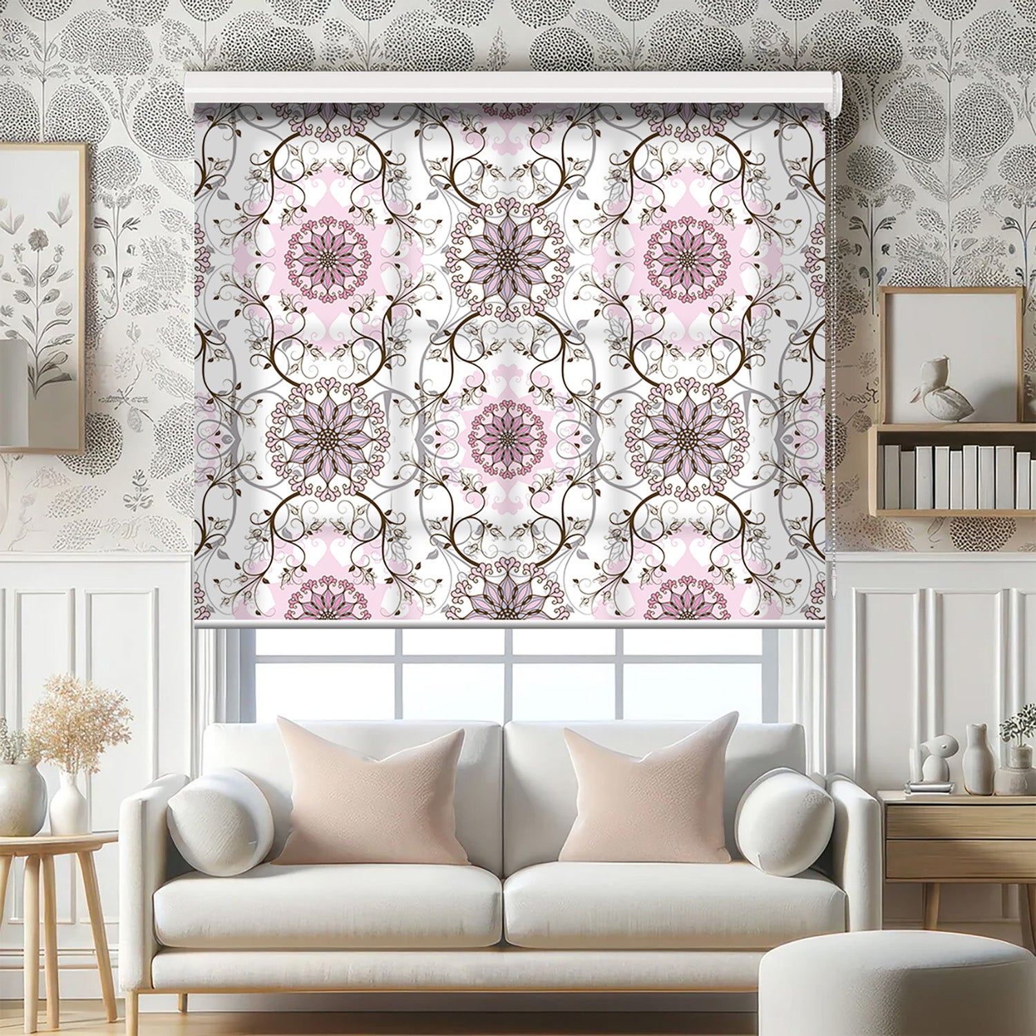 Geometrik Baskılı Stor Perde - Baskılı Güneşlik Perdesi - Salon Perdesi - AD HOME Tekstil