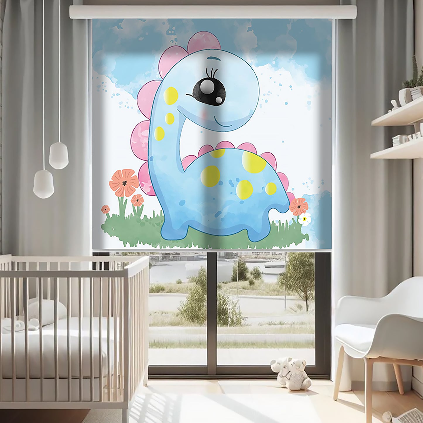 Dinozor Baskılı Stor Perde - Baskılı Güneşlik Perdesi - Bebek Odası Perdesi