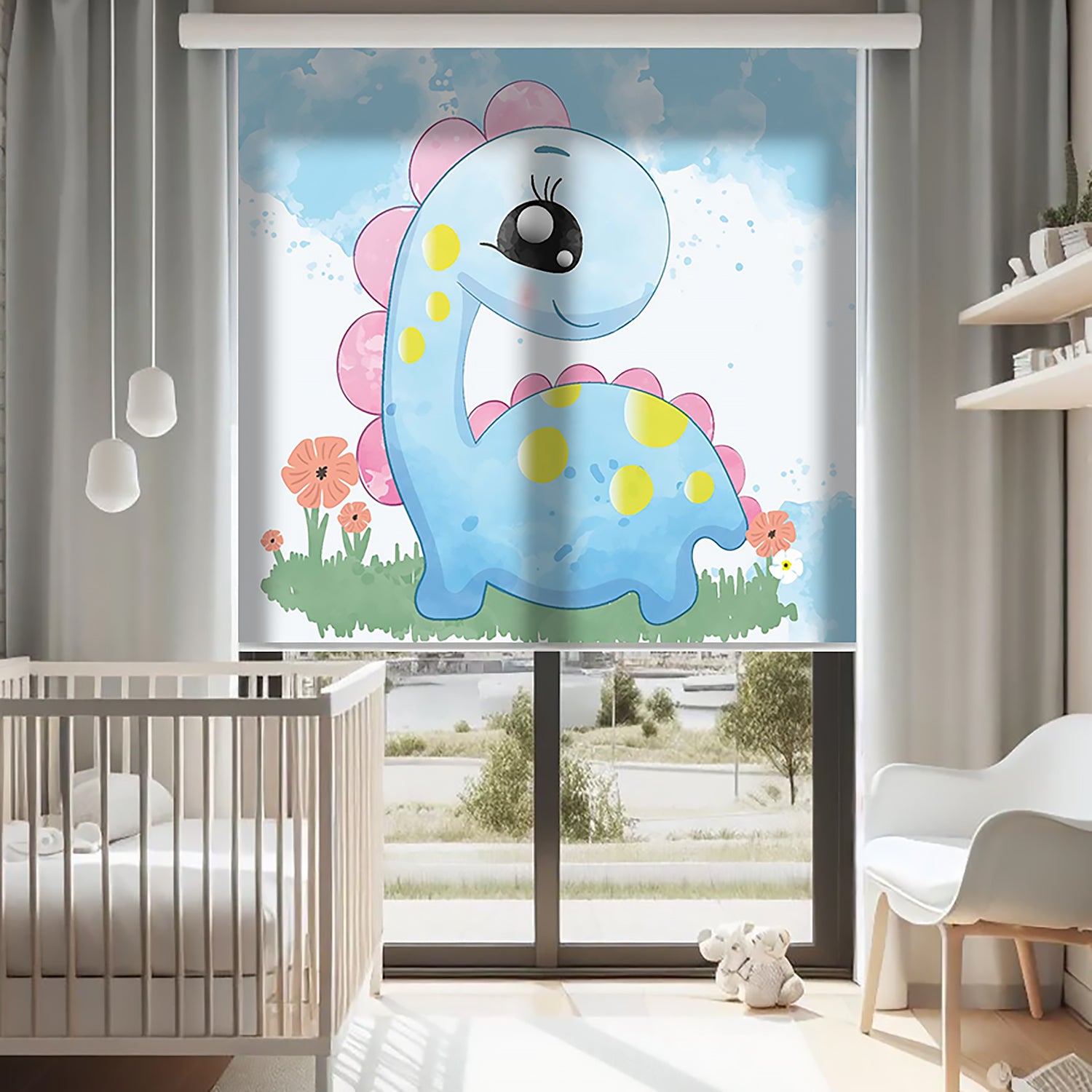Dinozor Baskılı Stor Perde - Baskılı Güneşlik Perdesi - Bebek Odası Perdesi