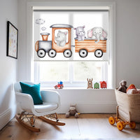 Kahverengi Tren ve Sevimli Hayvanlar Baskılı Stor Perde - Güneşlik - Bebek Odası Perdesi - AD HOME Tekstil