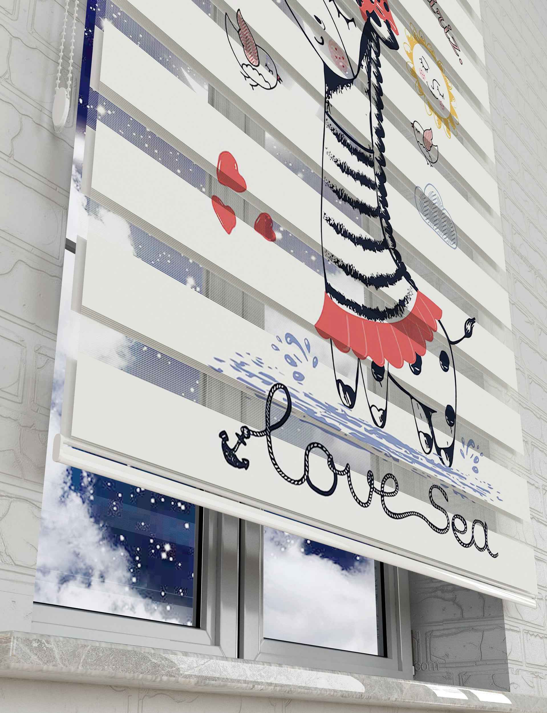 Zürafa Çocuk İsimli Baskılı Zebra Perde - Bebek Odası Perdesi - AD HOME Tekstil
