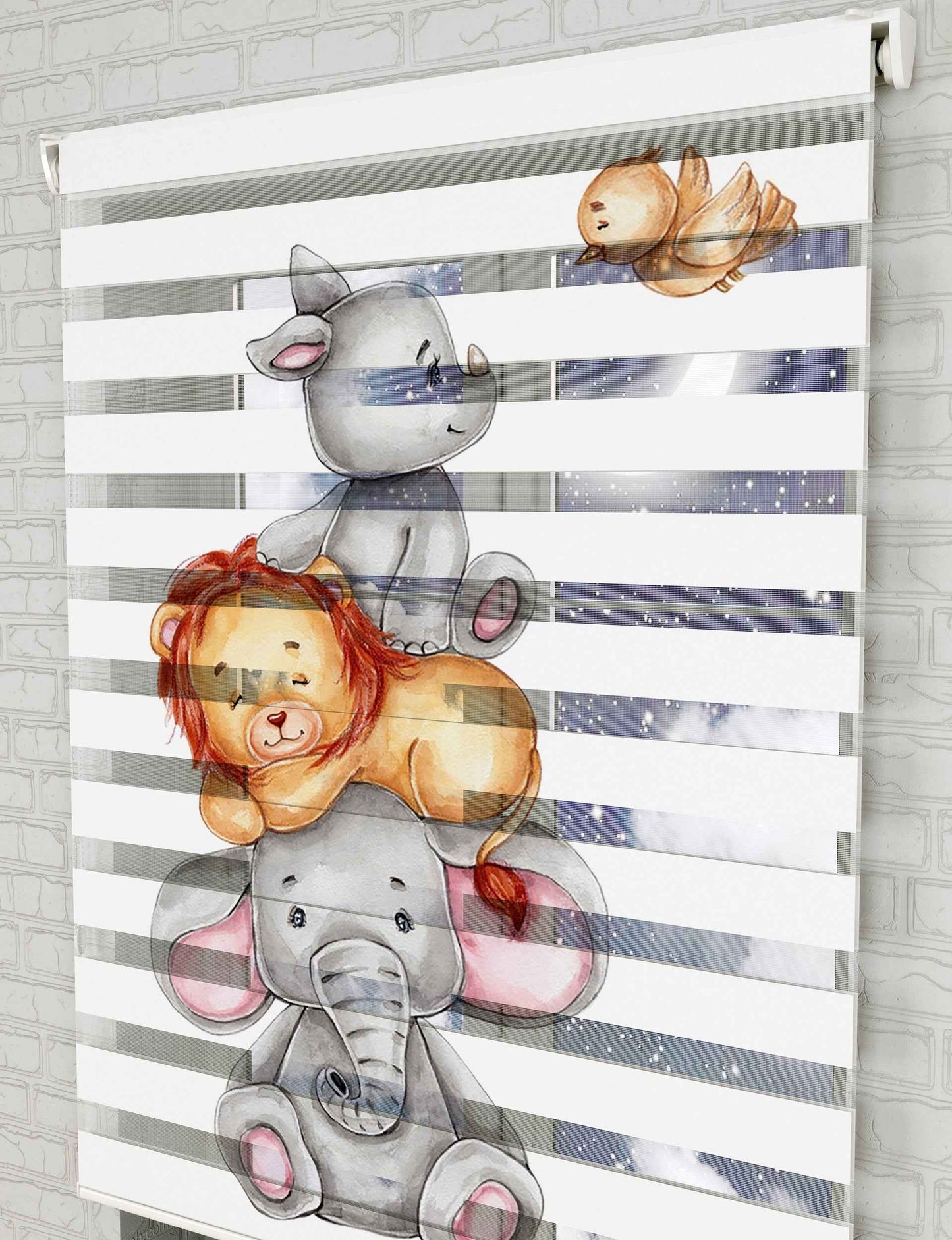 Sevimli hayvanlar Baskılı Zebra Perde - Bebek Odası Perdesi - AD HOME Tekstil