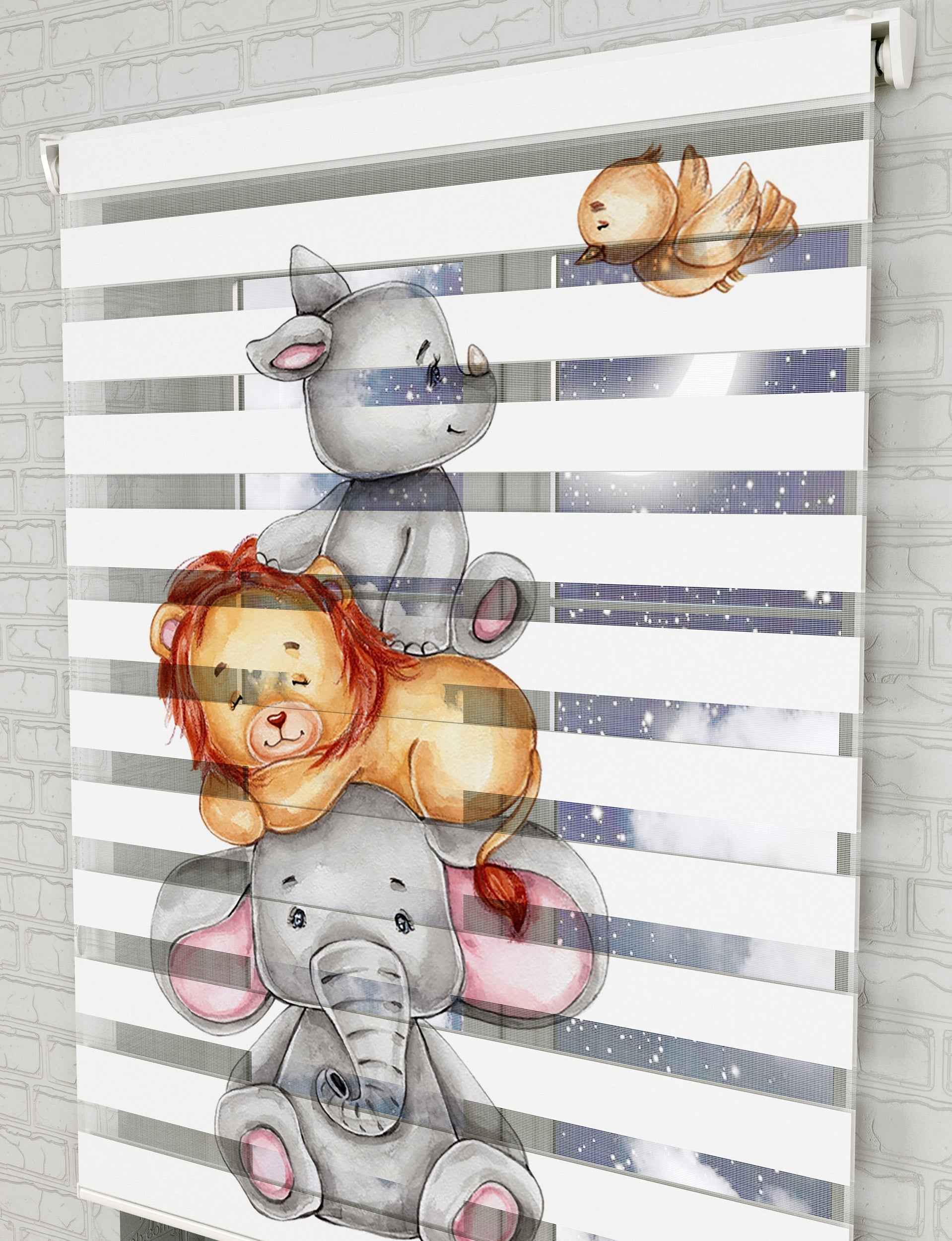 Sevimli hayvanlar Baskılı Zebra Perde - Bebek Odası Perdesi - AD HOME Tekstil