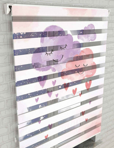 Bulutlar Baskılı Zebra Perde -Bebek Odası Perdesi - AD HOME Tekstil