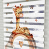 Gökkuaşağı ve Sevimli Zürafa Baskılı Zebra Perde - Bebek Odası Perdesi - AD HOME Tekstil
