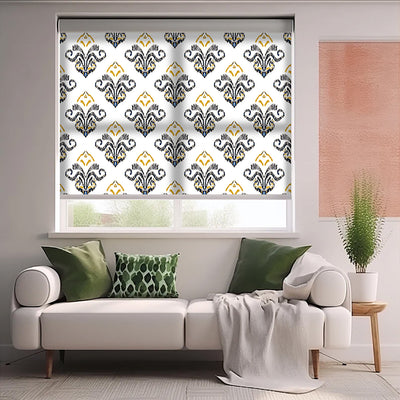 Suluboya Damask Baskılı Stor Perde - Güneşlik - Mutfak Perde, Salon Perde, Yatak Odası Perde