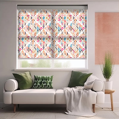 Renkli Damask  Baskılı Stor Perde - Güneşlik - Mutfak Perde, Salon Perde, Yatak Odası Perde,